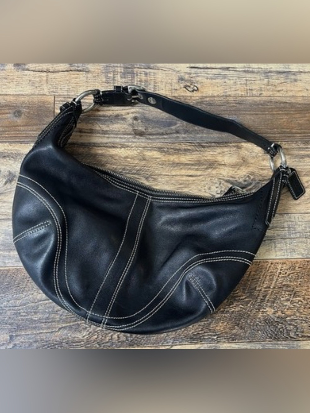Vintage Coach Soho Hobo Shoulder Bag Black Small Y2K Luxe - Picture 4 of 15